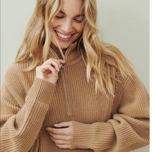 NWT Jenni Kayne Cashmere Fisherman Half Zip